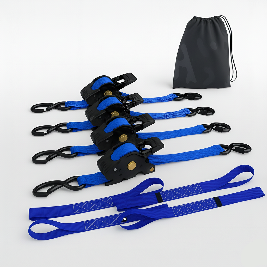 Straps Heavy Duty Automatic Ratchet Tie Down Set