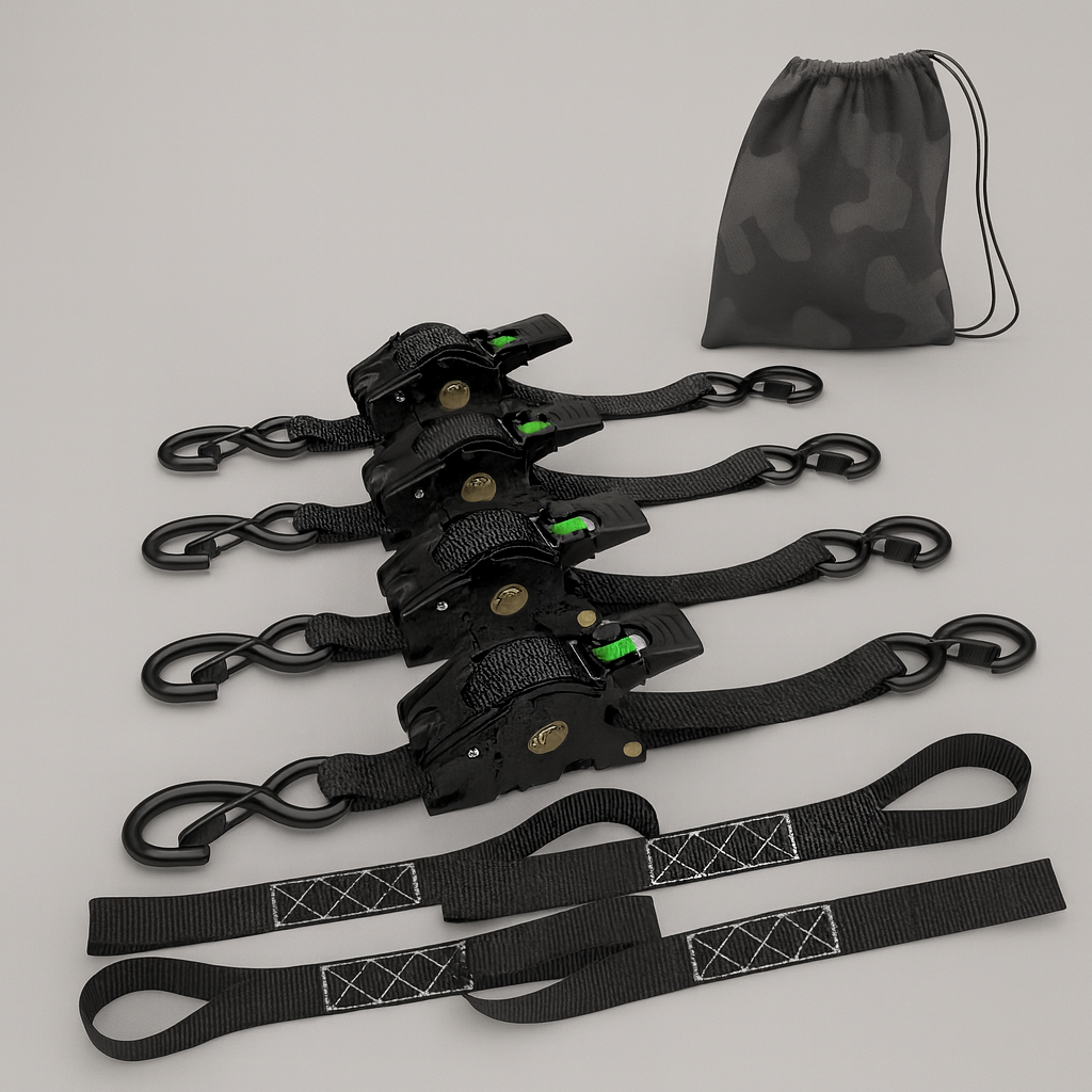 Straps Heavy Duty Automatic Ratchet Tie Down Set