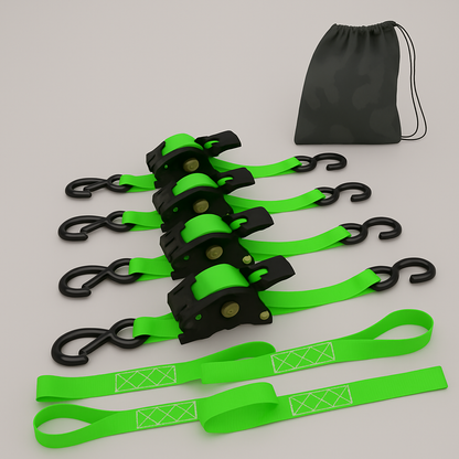 Straps Heavy Duty Automatic Ratchet Tie Down Set