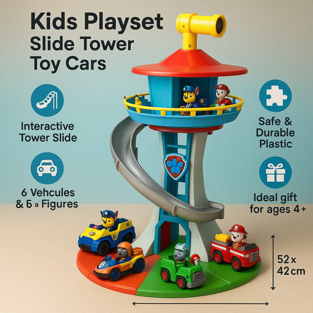 Kids Playset Slide Tower Toy Cars - Image 3