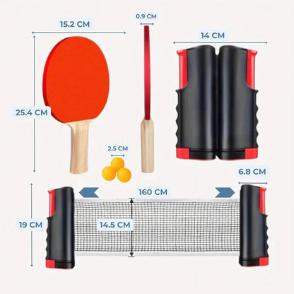 Sport Table Tennis Set Portable with Net, Paddles, and Balls