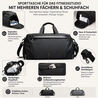 Sporttasche Für Das Fitnessstudio Mehreren Fächern Schuhfach