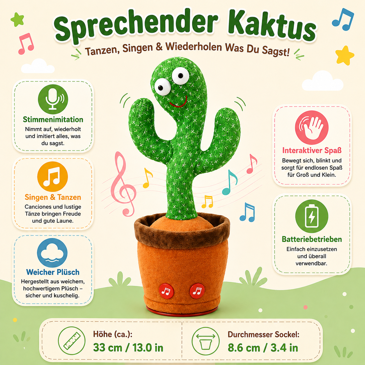 Sprechender Kaktus Für Kinderzimmer Spielzeug Stimmenimitation