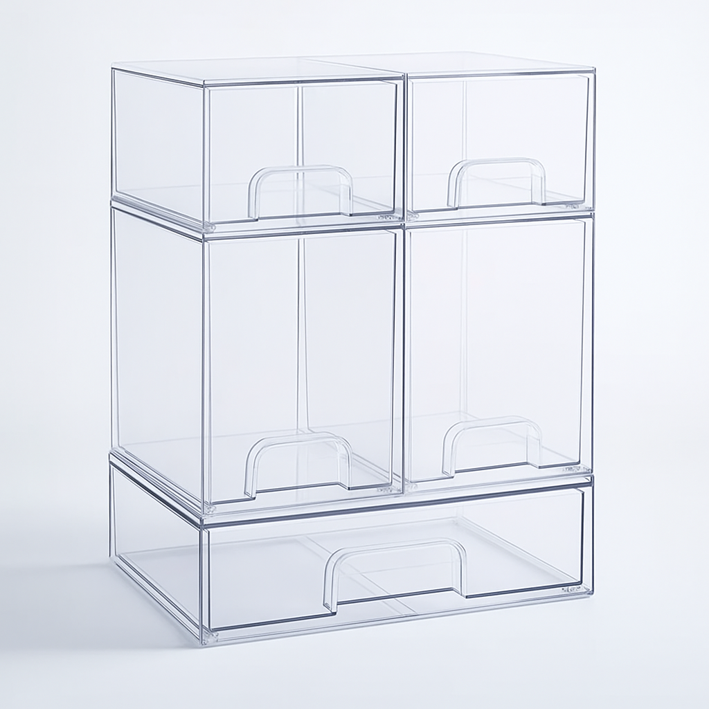Stackable Acrylic Storage Drawers Organizer Box Set