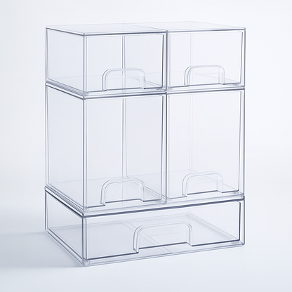 Stackable Acrylic Storage Drawers Organizer Box Set