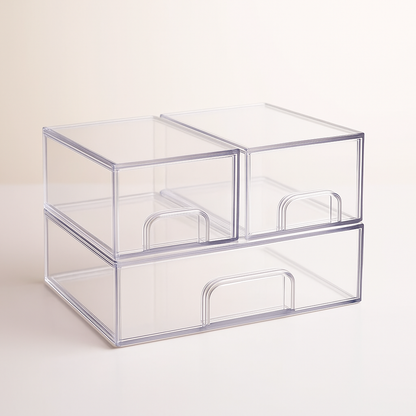 Stackable Acrylic Storage Drawers Organizer Box Set