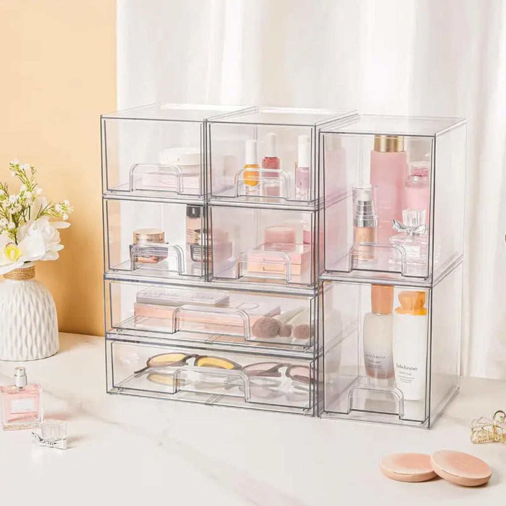 Stackable Acrylic Storage Drawers Organizer Box Set