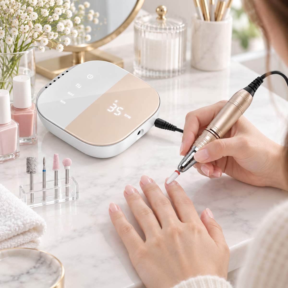 Stille Elektrische Nagelfeile Professionelle Anwendung