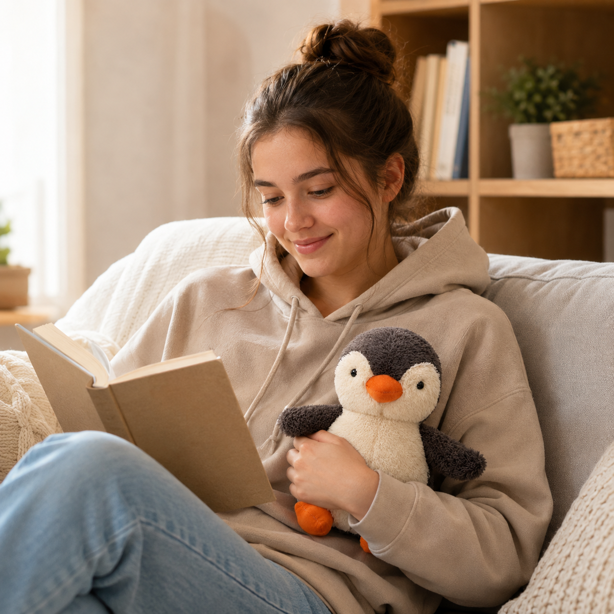 Stressabbau Plüschpinguin Kuscheltier Entspannung