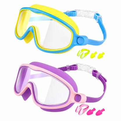 Swimming Goggles for Kids, Diving Goggles, Earplugs, Nose Clip Set