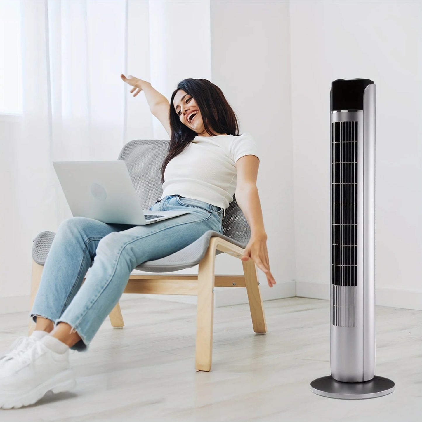 Tower Fan Cooling Quiet Oscillating Remote Control