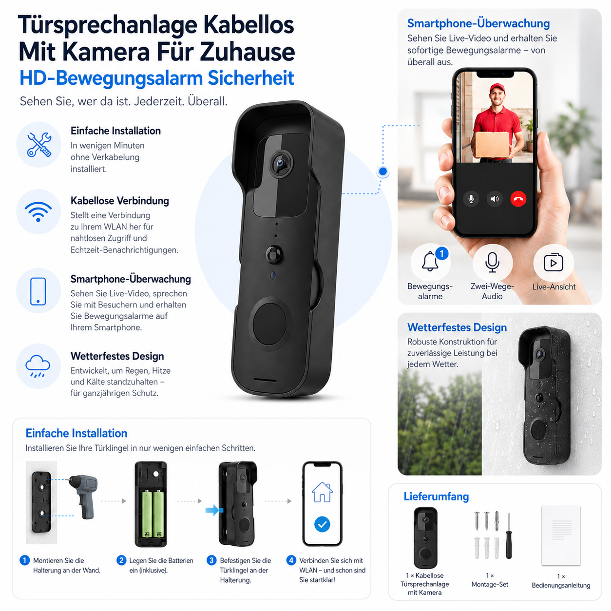 Türsprechanlage Kabellos Mit Kamera Für Zuhause