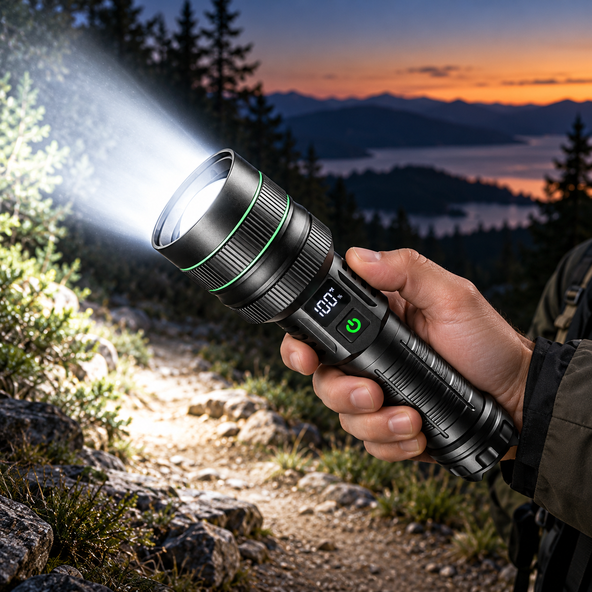 Taschenlampe Mit Digitalem Batteriestatus Und Zoom Handlich