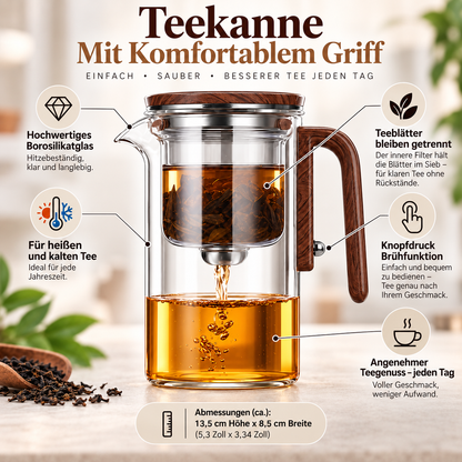 Teekanne Mit Komfortablem Griff Präzisem Teefilter Glas