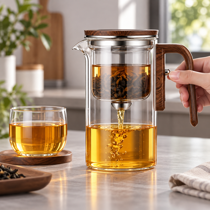 Teekanne Mit Komfortablem Griff Präzisem Teefilter Glas