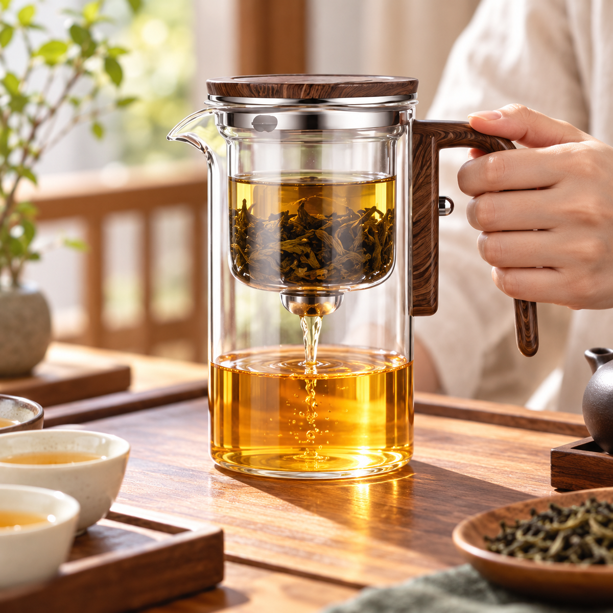 Teekanne Mit Komfortablem Griff Präzisem Teefilter Glas