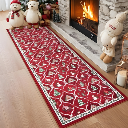 Carpet Christmas Hallway Runner Non-slip Washable Festive Rug