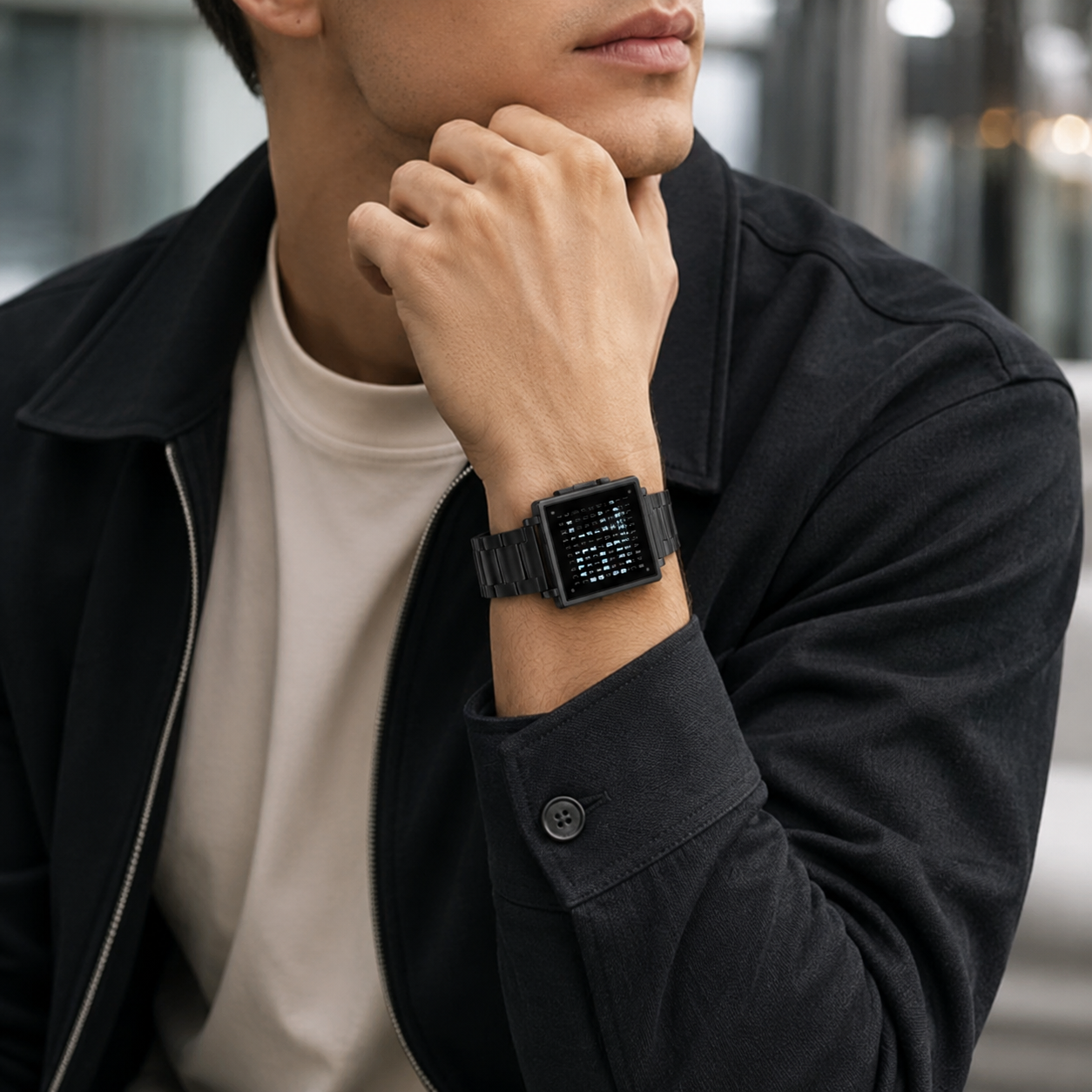 Textuelle Uhr Unisex Uhr Mit Lederarmband Moderne