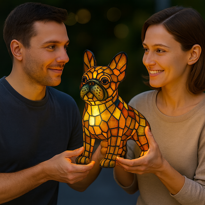 Tiffany Glas Hund Tischlampe Warmes Licht