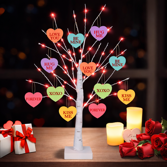 Table Decoration LED Tree Valentine's Day Heart Wood Lighting