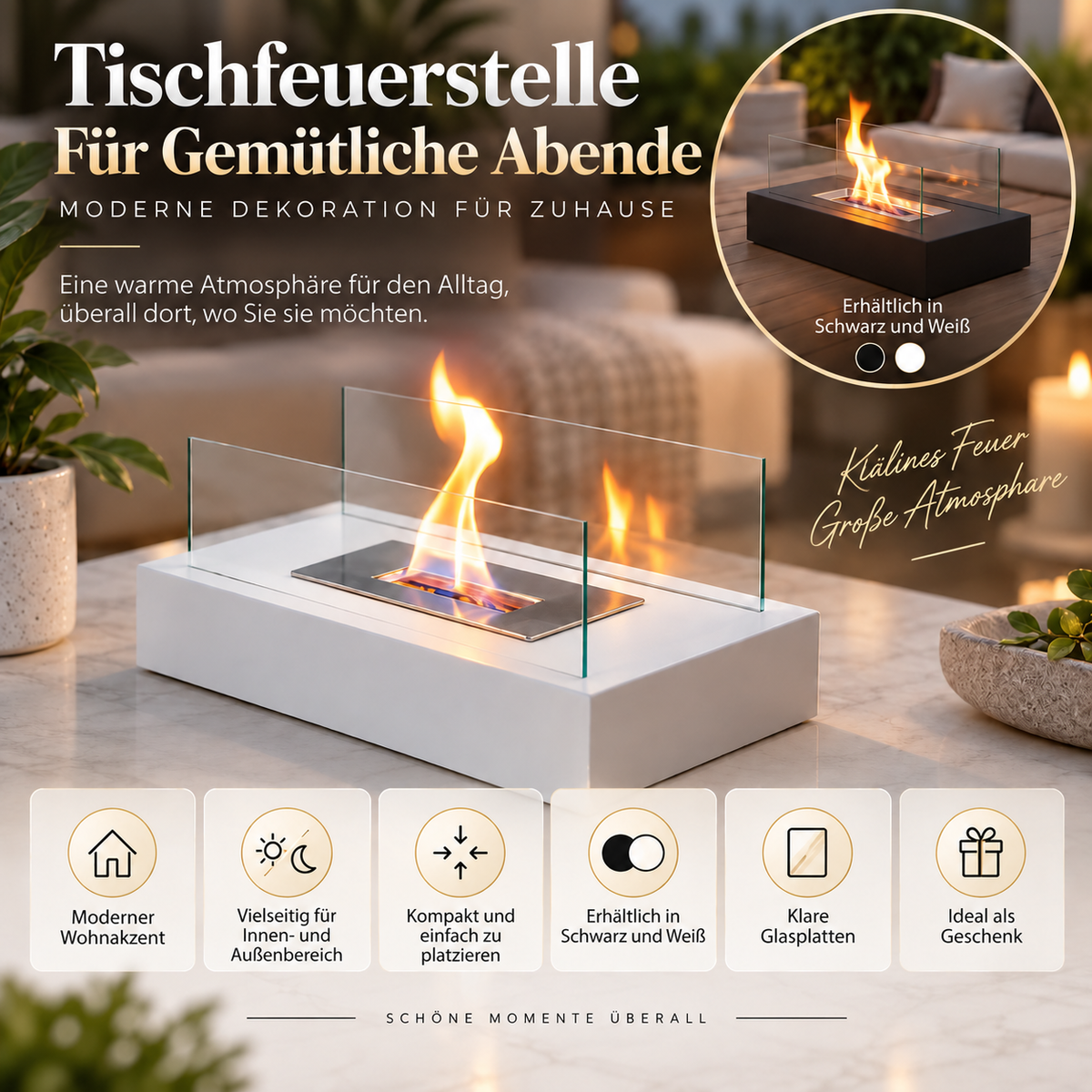 Tischfeuerstelle Für Gemütliche Abende Drinnen Und Draußen