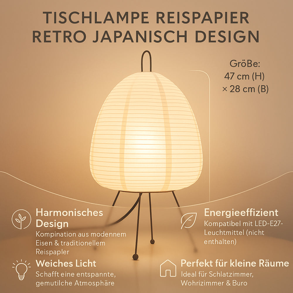 Tischlampe Reispapier Retro Japanisch Design