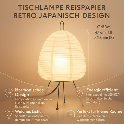 Tischlampe Reispapier Retro Japanisch Design