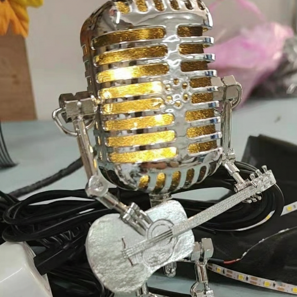Lámpara de mesa estilo industrial diseño de robot de metal