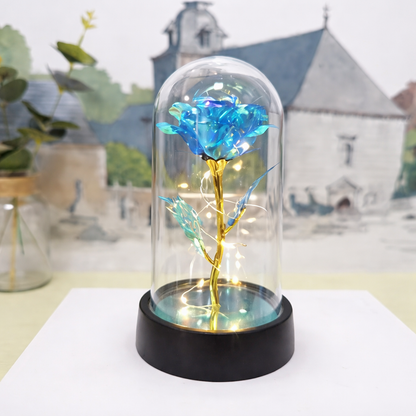 Tischlampe Rose Glaskuppel Dekoration Geschenk Beleuchtung