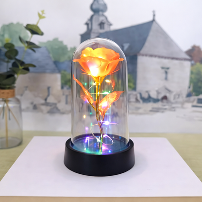 Tischlampe Rose Glaskuppel Dekoration Geschenk Beleuchtung