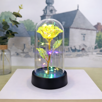 Tischlampe Rose Glaskuppel Dekoration Geschenk Beleuchtung