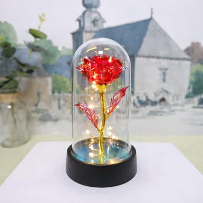Tischlampe Rose Glaskuppel Dekoration Geschenk Beleuchtung