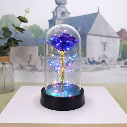 Tischlampe Rose Glaskuppel Dekoration Geschenk Beleuchtung