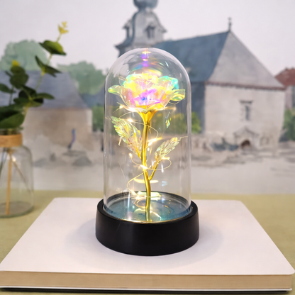 Tischlampe Rose Glaskuppel Dekoration Geschenk Beleuchtung