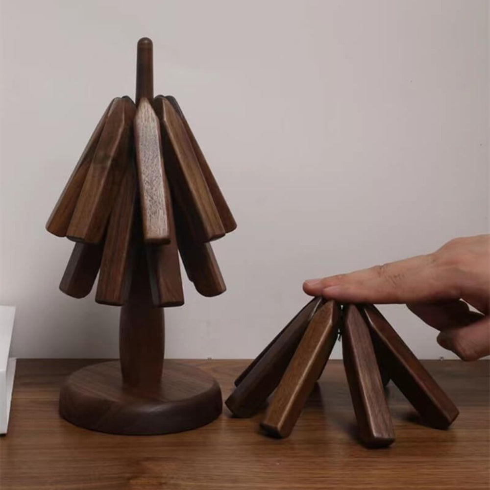 Tischset Holz Design Wärmeschutz Untersetzer Nussbaumholz6