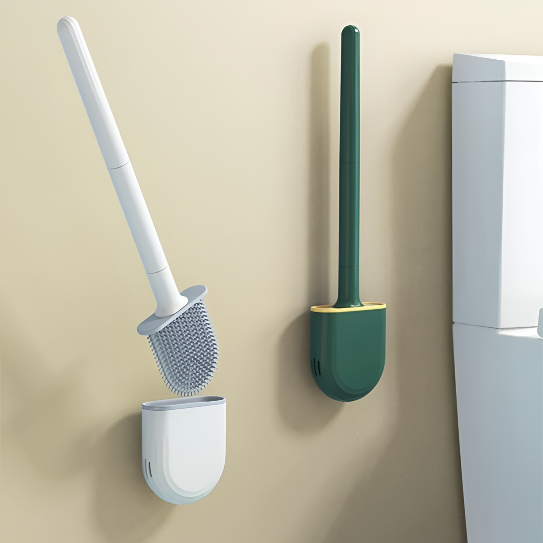 Cepillo de inodoro de silicona flexible para limpieza WC