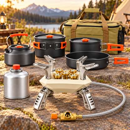 Tragbarer Campingkocher Für Outdoor Windfester Zubehör