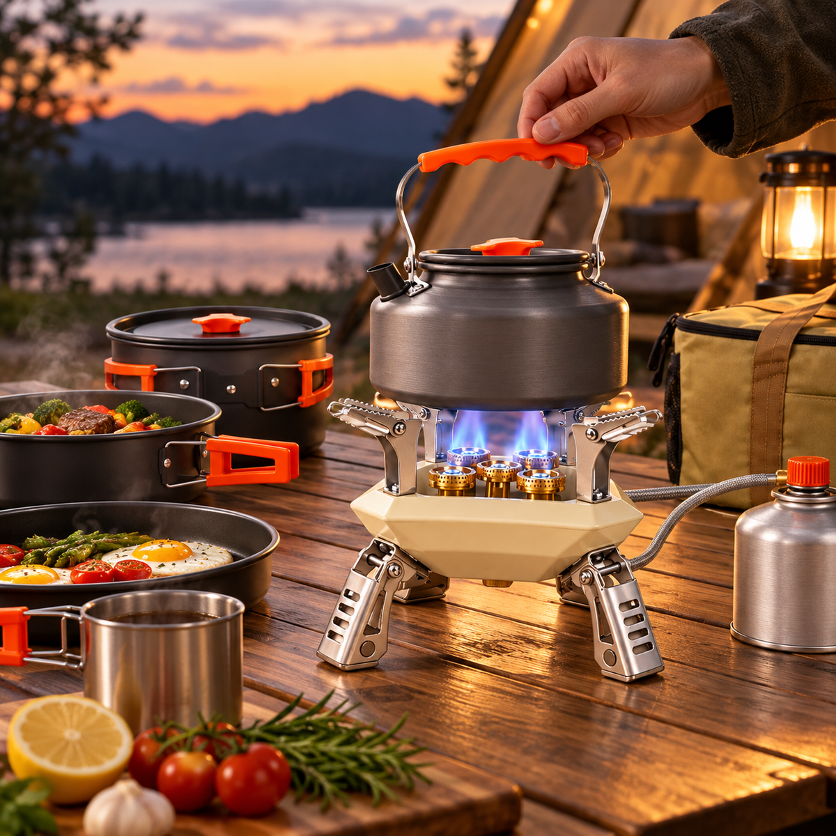 Tragbarer Campingkocher Für Outdoor Windfester Zubehör