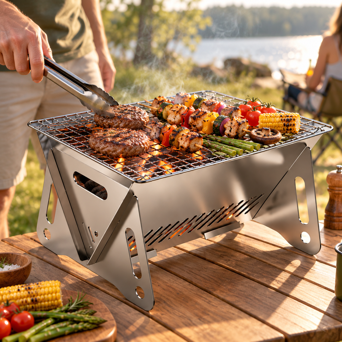 Tragbarer Faltbarer Grill Reisen Für Unterwegs