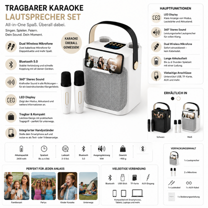 Tragbarer Karaoke Lautsprecher Mit Mikrofonen Für Musik