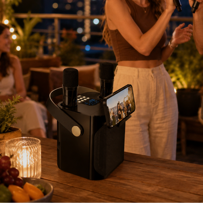 Tragbarer Karaoke Lautsprecher Mit Mikrofonen Für Musik