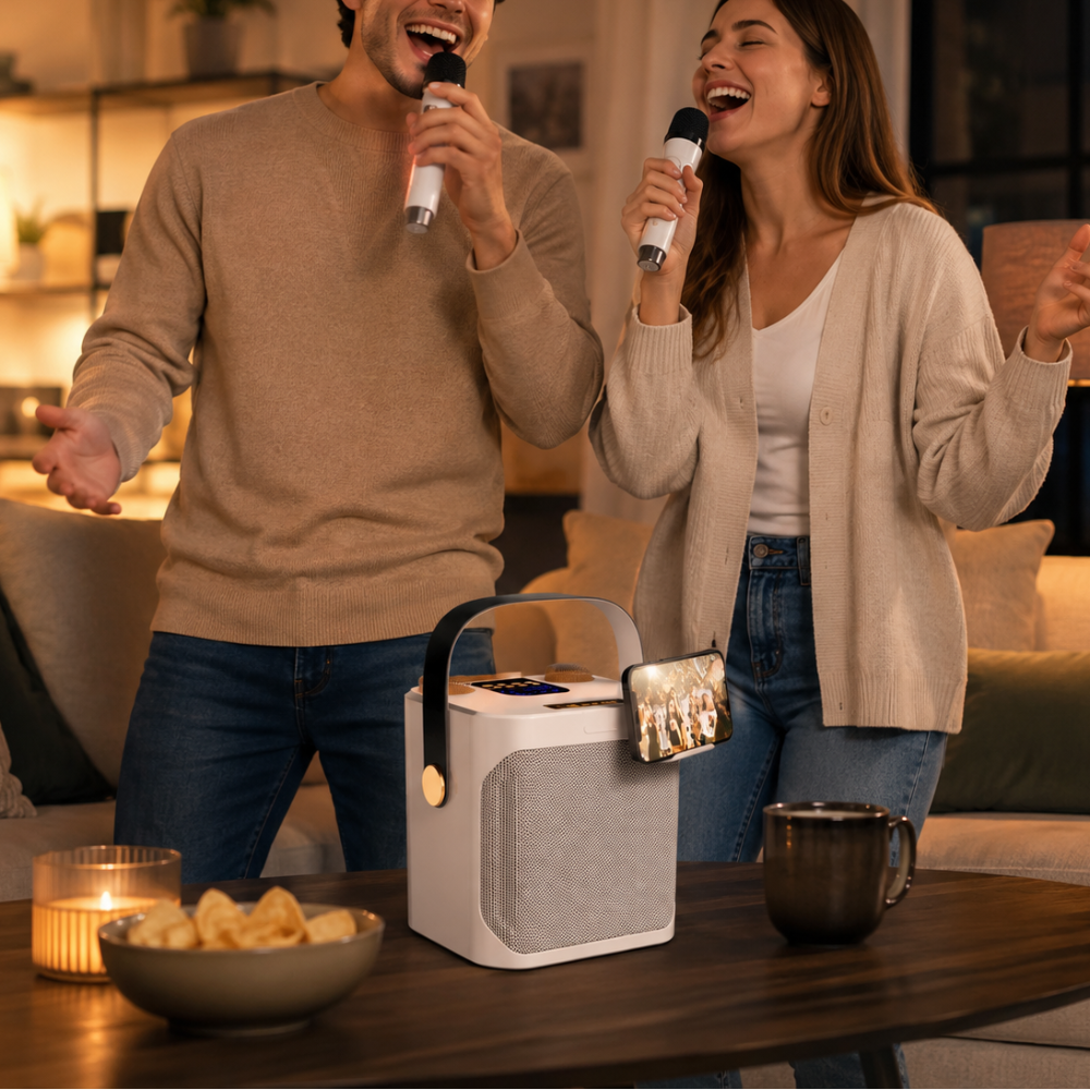 Tragbarer Karaoke Lautsprecher Mit Mikrofonen Für Musik
