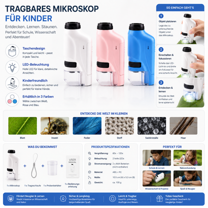 Tragbares Mikroskop Für Kinder LED Spielzeug Schule