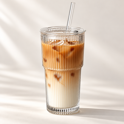 Trinkbecher Mit Strohhalm Isolierter Glasbecher Mit Deckel