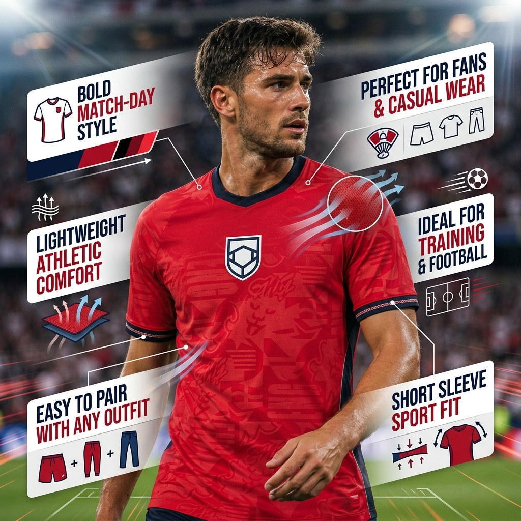 Maillot De Football Homme Angleterre Jersey Supporter Léger