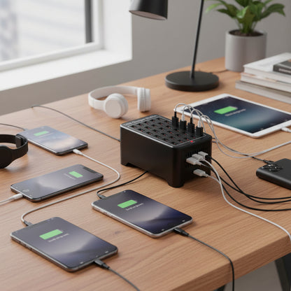 USB Ladestation 4 Port Dock Schreibtisch Organizer