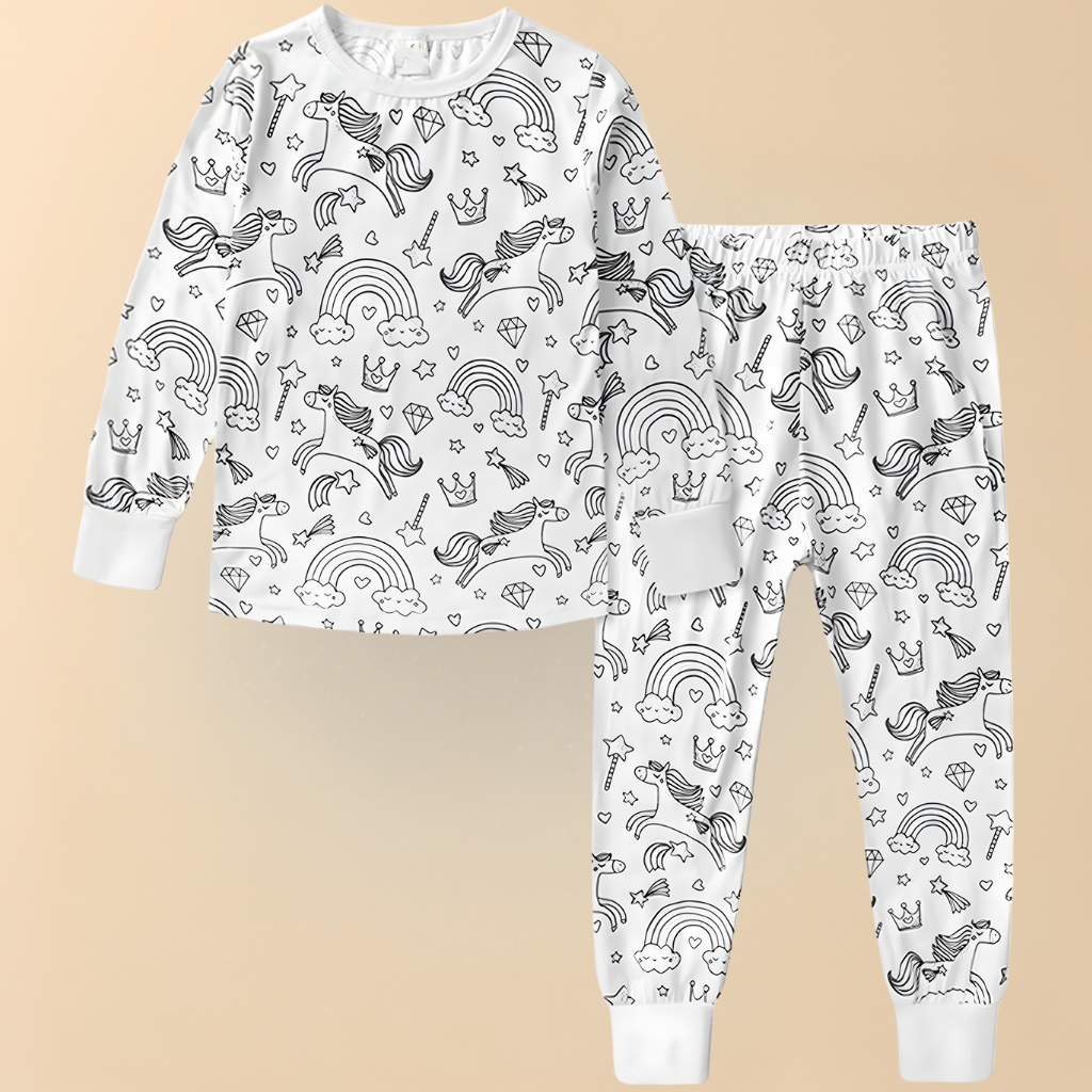 Kinder Baumwolle Schlafanzug Set Malen Weihnachts Motiv Pyjama