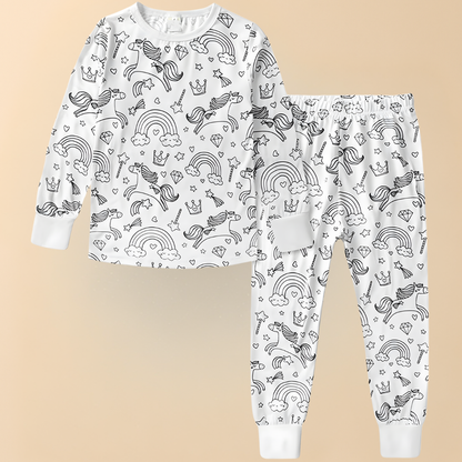 Kinder Baumwolle Schlafanzug Set Malen Weihnachts Motiv Pyjama
