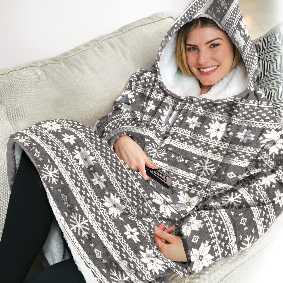 Unisex Fleece Kuschel Hoodie Decke Warm Weich Tragbar2