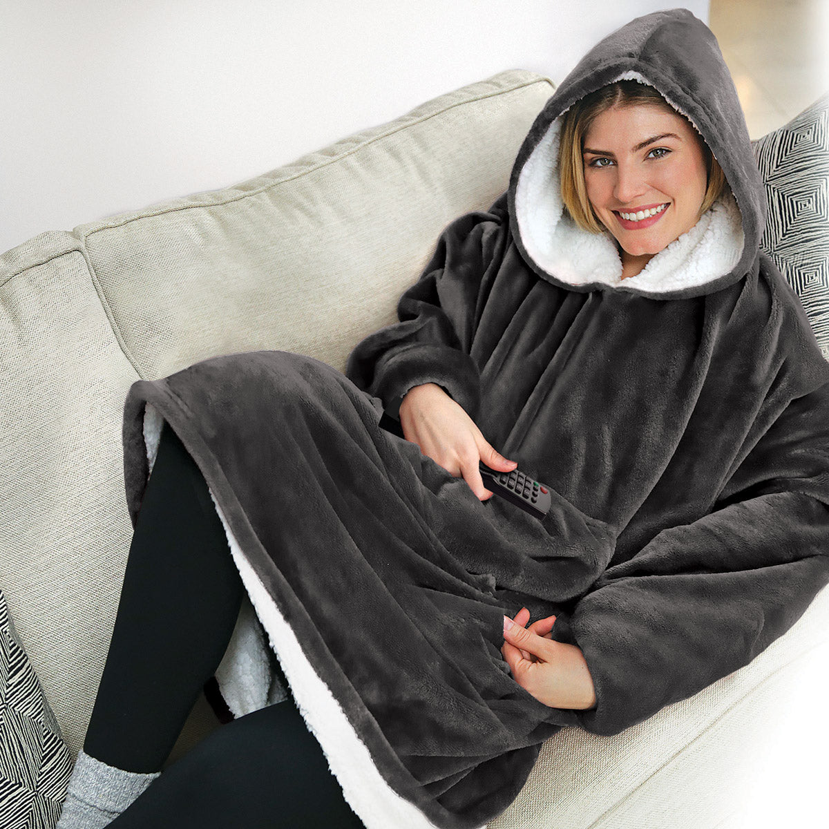 Unisex Fleece Kuschel Hoodie Decke Warm Weich Tragbar6